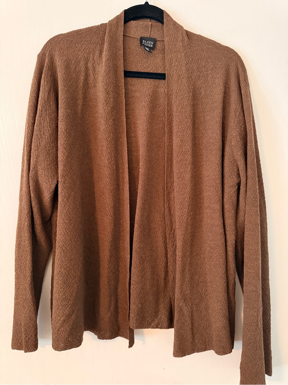 Eileen Fisher Camel Brown Open-Front Relaxed Cardigan